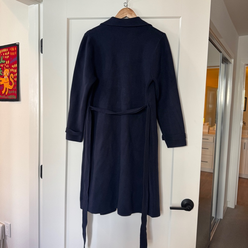 Navy Double-Breasted Trench Coat with Belt S/M - Picture 2 of 2